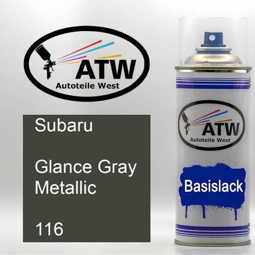 Subaru, Glance Gray Metallic, 116: 400ml Sprühdose, von ATW Autoteile West.